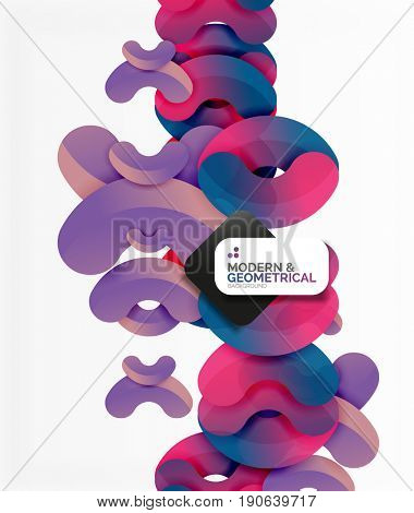 Abstract color geometric round shapes on white - elements with shadow, colorful composition