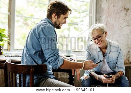 People using Mobile phone communication technology