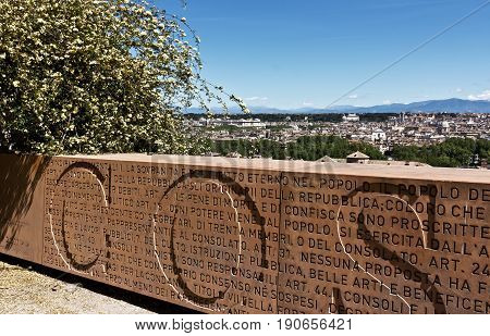 Rome, Italy - April17, 2017: Panorama of Rome from the Janiculum hill