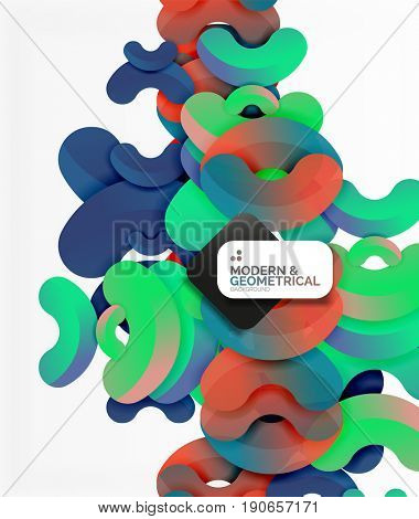 Abstract color geometric round shapes on white - elements with shadow, colorful composition