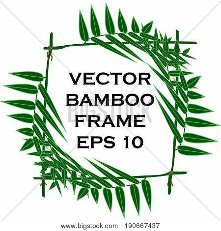 Isolated cartoon vector frame of bamboo branches tied with a rope. Used to decorate products in the style of cultures of Asia - China Korea Japan Thailand and India