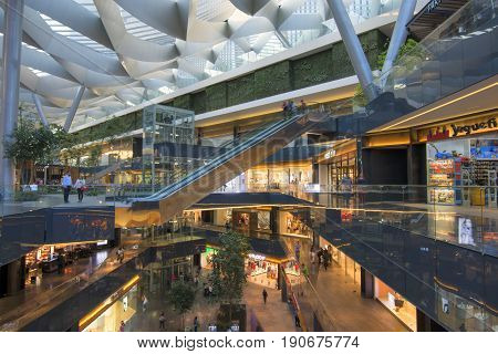 MEXICO CITY MEXICO - APRIL 20 2017: Toreo Parque Central is a massive commercial shopping center measuring 70000 square meters and five levels which opened on November 13 2014.