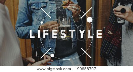 Group of friends hangout together with beverage