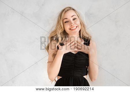 Young female party celeration isolated on white background bride