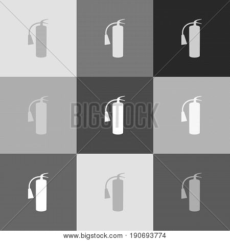 Fire extinguisher sign. Vector. Grayscale version of Popart-style icon.