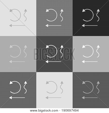 Simple set to Interface Arrows. Vector. Grayscale version of Popart-style icon.