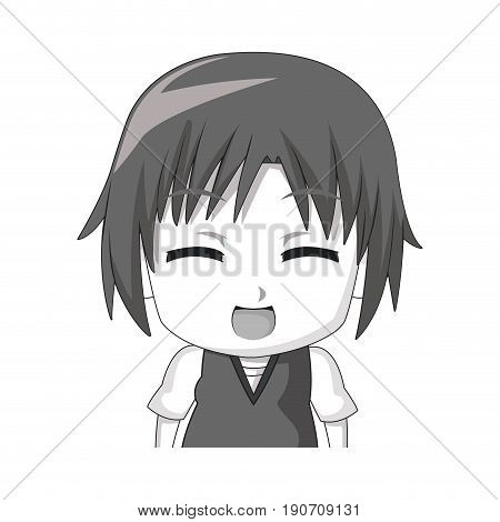 face cute anime tennager facial expression vector illustration