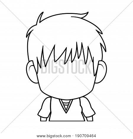 faceless anime tennager hair style contour vector illustration