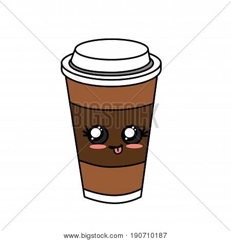 kawaii cute delicious coffee beverage vector illustration