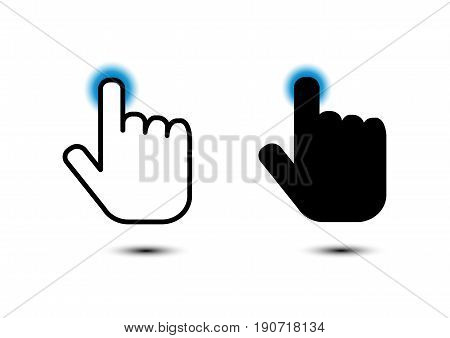 click hand icon pointer on white background