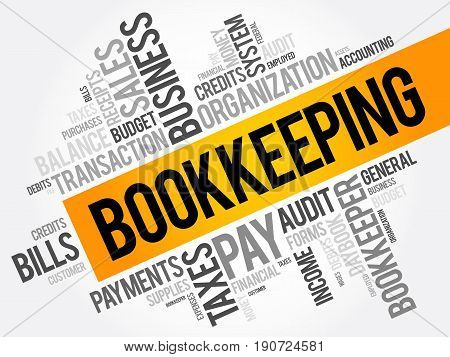 Bookkeeping Word Cloud Collage, Business Concept Background