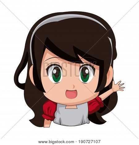 cute cartoon anime little girl chibi character vector illustration
