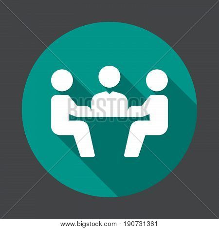 Business meeting flat icon. Round colorful button circular vector sign with long shadow effect. Flat style design