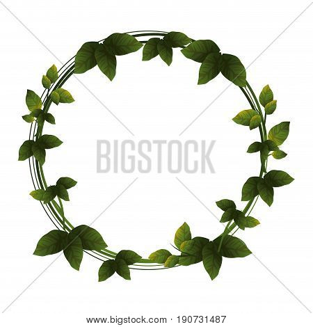 wreat of leaves icon over white background vector illustration