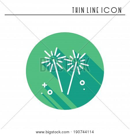 Sparkler, bengal fire icon. Party celebration birthday holidays event carnival festive. Thin line party element icon. Vector simple linear design. Illustration. Symbols. Congratulation