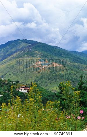 View Of The Giant Buddha Dordenma Statue From The City Of Thimphu, Bhutan