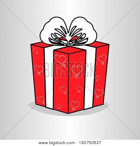 red gift box with white ribbon bow