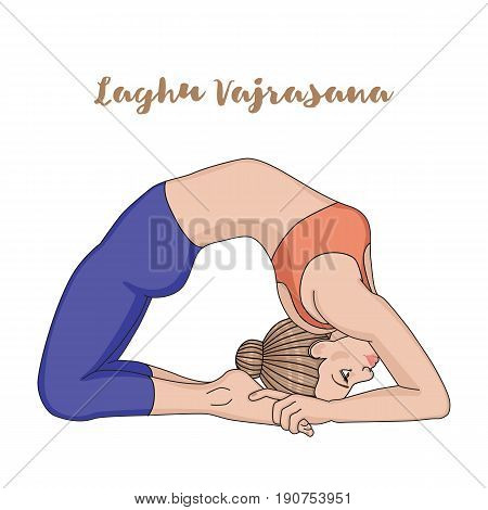 Women silhouette. Little Thunderbolt yoga pose. Laghu Vajrasana Vector illustration
