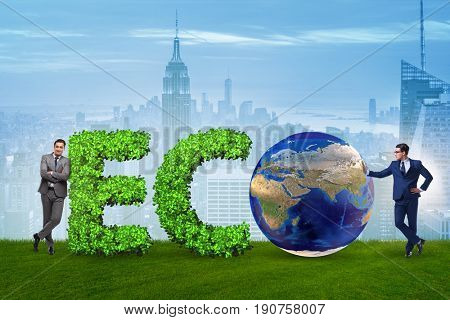 Businessman in recyling sustainable business concept