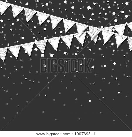 Garland Flags. Beauteous Celebration Card With White Stitched Cutout Paper Garland Flags And Confett