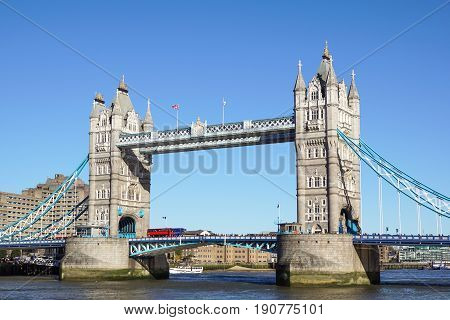 Tower Bridge in London, United kingtom. sunny day