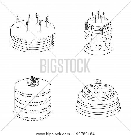 Sweetness, dessert, cream, treacle .Cakes country set collection icons in outline  vector symbol stock illustration .
