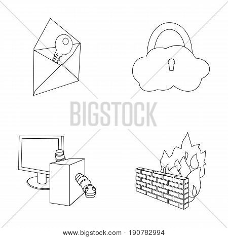 System, internet, connection, code .Hackers and hacking set collection icons in outline  vector symbol stock illustration .