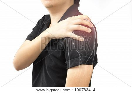 shoulder muscle injury white background shoulder pain