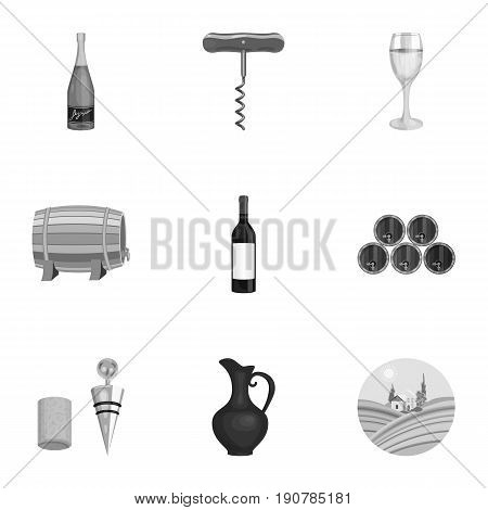 Wine products. Growing grapes, wine.Vine production icon in set collection on monochrome  vector symbol stock  illustration.