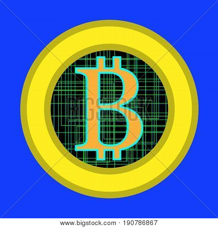 Bitcoin flat design, virtual coin. Vector illustration