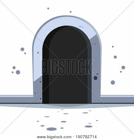 Stone vector loophole. Dark splatter shadow - cartoon illustration