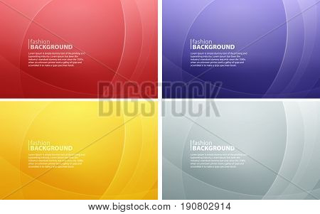 Set of abstract horizontal backgrounds of curved lines. Curvaceous lines with blur gradient effect. Vector illustration.