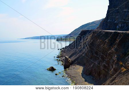 igneada sea blue landscape sky cloud high hill road