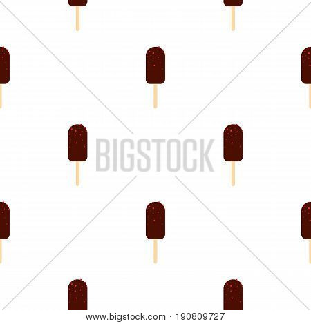 Chocolate ice cream with berries pattern seamless background in flat style repeat vector illustration