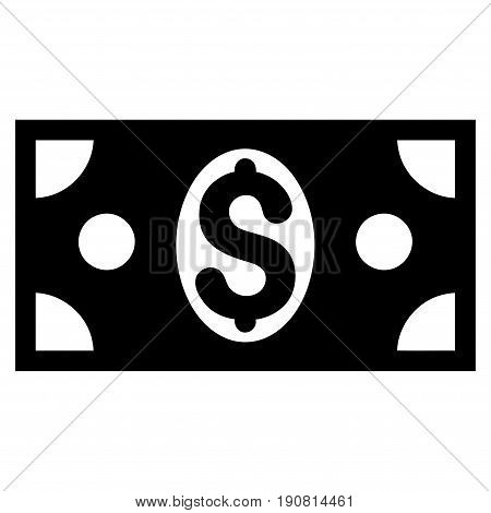 Dollar Banknote vector icon. Flat black symbol. Pictogram is isolated on a white background. Designed for web and software interfaces.
