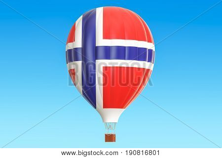 Hot air balloon with Norwegian flag 3D rendering
