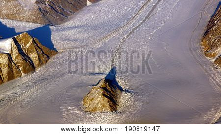 Greenland as seen from the sky out of an airplane