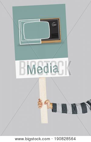 Illustration of recreation media entertainment TV on banner