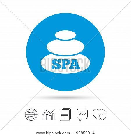 Spa sign icon. Spa stones symbol. Copy files, chat speech bubble and chart web icons. Vector