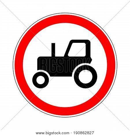 Illustration of Road Prohibitory Sign No Tractors. Illustration on White