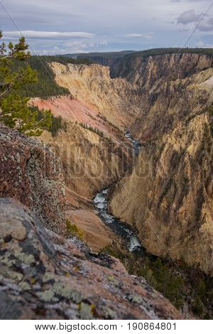 View from the top of the Grand Canyone of Yellowstone National Park