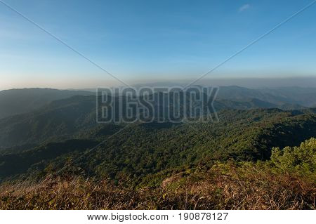 Layer of mountains and mist during sunset mountains Mist Landscape misty