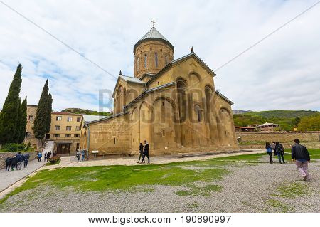 Mtskheta, Georgia - 8 October, 2016: Transfiguration Church of Samtavro Monastery, Living Pillar and the particle of the relics of the two saints is here