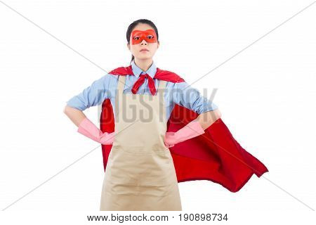 Successful Superhero House Clean Worker Standing