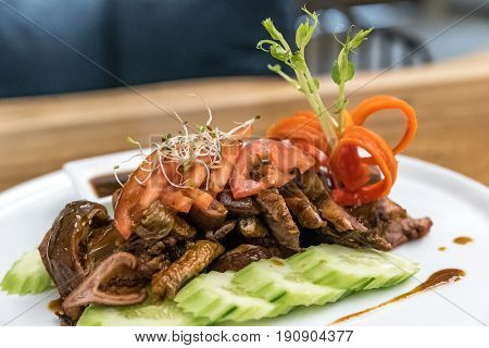 Loba deep Fried cinnamon pork and chitterlings, Southern Thai recipe