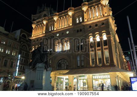 SYDNEY AUSTRALIA - MAY 30, 2017: Unidentified people visit Queen Victoria building historical shopping mall.