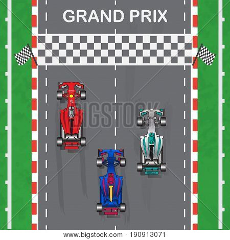 Racing car Top View. Place for text. Vector illustration