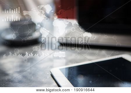 Template for text, Virtual screen Background. Business, internet technology and networking concept.