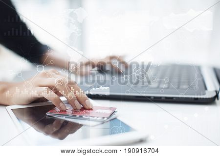 Template for text, Virtual screen Background. Business, internet technology and networking concept.