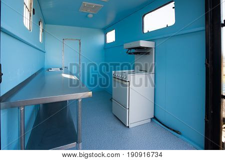 Interior Of An Commercial Catering Van